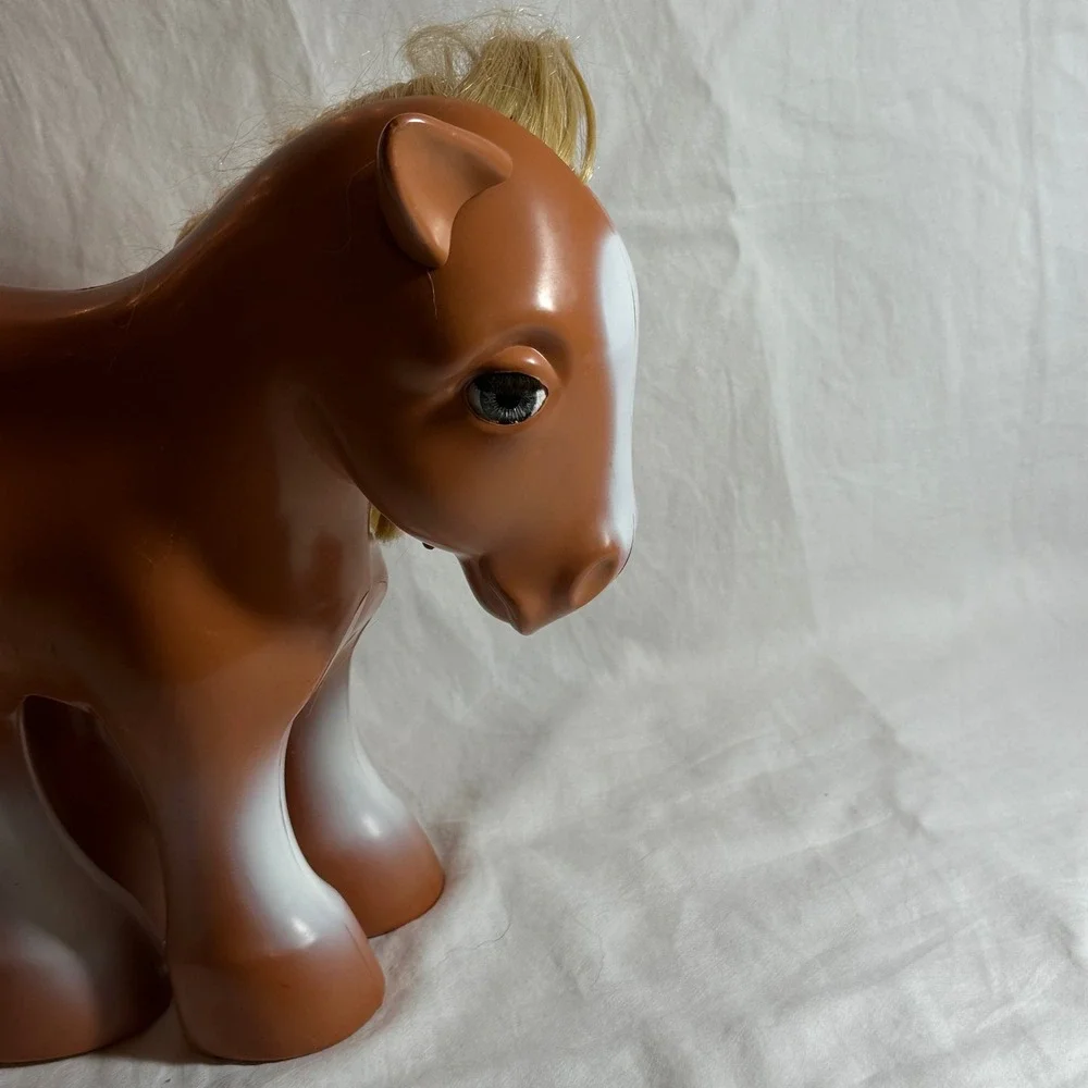 Vintage My Little Pony Horse Toy Kids 11in Brown Rooted Blonde Mane Sleep Eyes